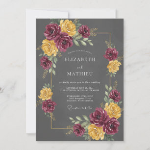Invitación Boda Majestuosa de Otoño Gris Carbón