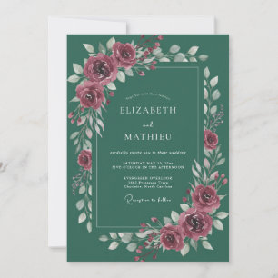 Invitación Boda Majestuosa en Bosque Verde Teal Profundo