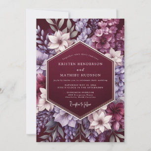 Invitación Boda Majestuosa Flor de Granate
