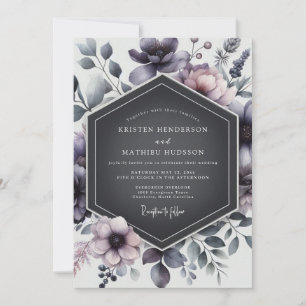 Invitación Boda Malhumorada Grafito Ciruela
