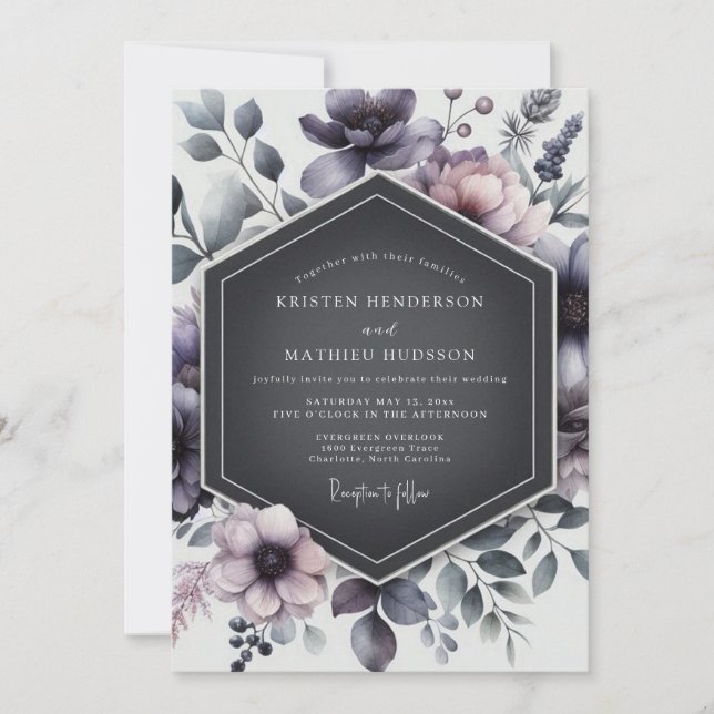 Invitación Boda Malhumorada Grafito Ciruela (Anverso)
