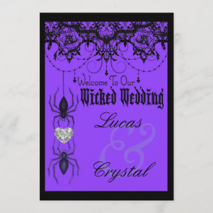 Invitación Boda malvado de la araña victoriana morada de Hall