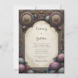 Invitación Boda Mandala Azul Verde Ciruela