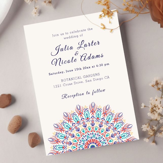 Invitación Boda Mandala de hierba seca de Pampas con pluma su (Subido por el creador)