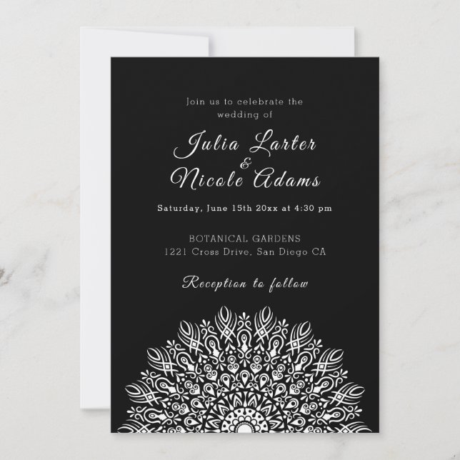 Invitación Boda Mandala de hierba seca de Pampas de pluma sua (Anverso)