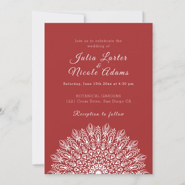 Invitación Boda Mandala de hierba seca de Pampas de pluma sua (Anverso)