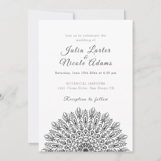 Invitación Boda Mandala de hierba seca de Pampas de pluma sua (Anverso)