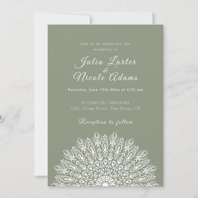 Invitación Boda Mandala de hierba seca de Pampas de pluma sua (Anverso)