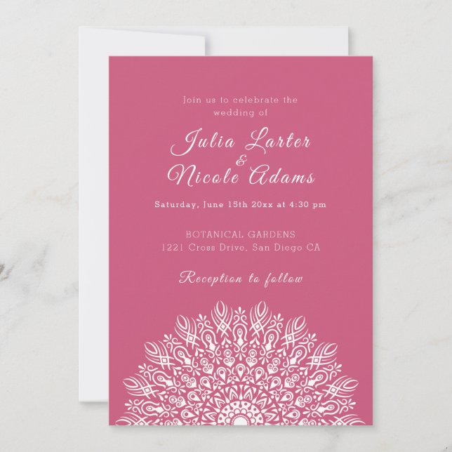 Invitación Boda Mandala de hierba seca de Pampas de pluma sua (Anverso)