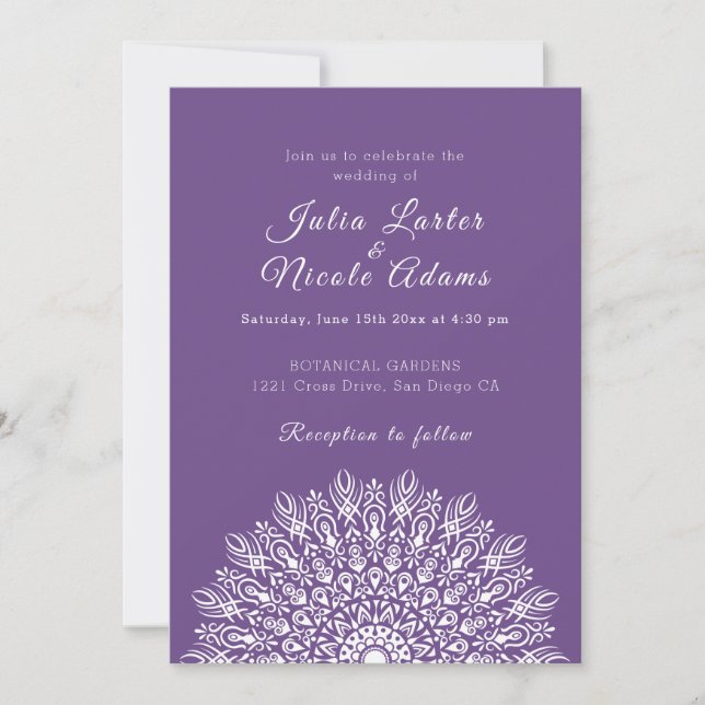 Invitación Boda Mandala de hierba seca de Pampas de pluma sua (Anverso)