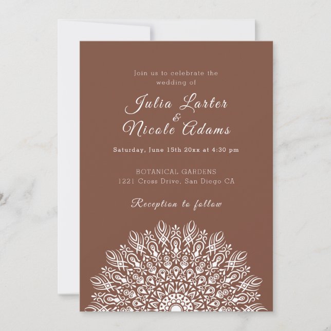Invitación Boda Mandala de hierba seca de Pampas de pluma sua (Anverso)