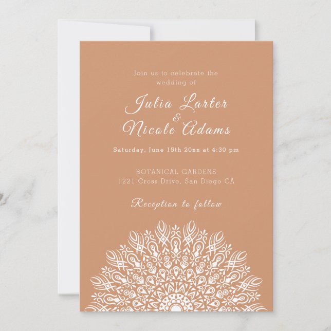 Invitación Boda Mandala de hierba seca de Pampas de pluma sua (Anverso)