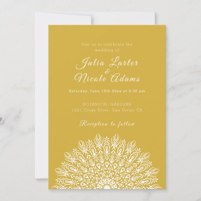 Invitación Boda Mandala de hierba seca de Pampas de pluma sua (Anverso)
