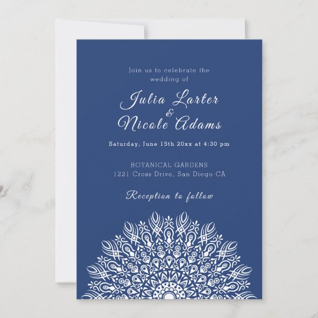 Invitación Boda Mandala de hierba seca de Pampas de pluma sua (Anverso)