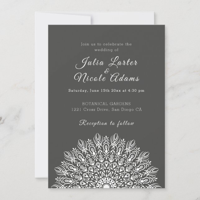 Invitación Boda Mandala de hierba seca de Pampas de pluma sua (Anverso)