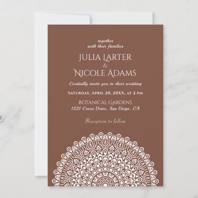 Invitación Boda Mandala de la Selva Amazónica Verde Esmeralda (Anverso)