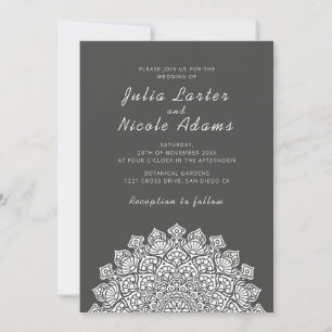 Invitación Boda Mandala de Luna Creciente Etérea Radiante
