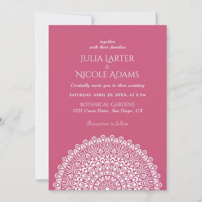 Invitación Boda Mandala del Bosque Amazónico Verde Esmeralda (Anverso)