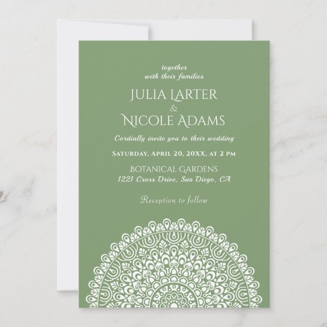 Invitación Boda Mandala del Bosque Amazónico Verde Esmeralda (Anverso)