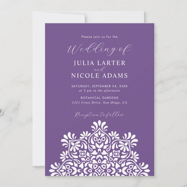 Invitación Boda Mandala Floral Boho Amanecer (Anverso)