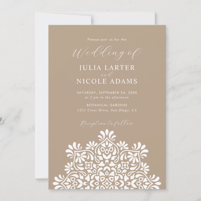 Invitación Boda Mandala Floral Boho Amanecer (Anverso)