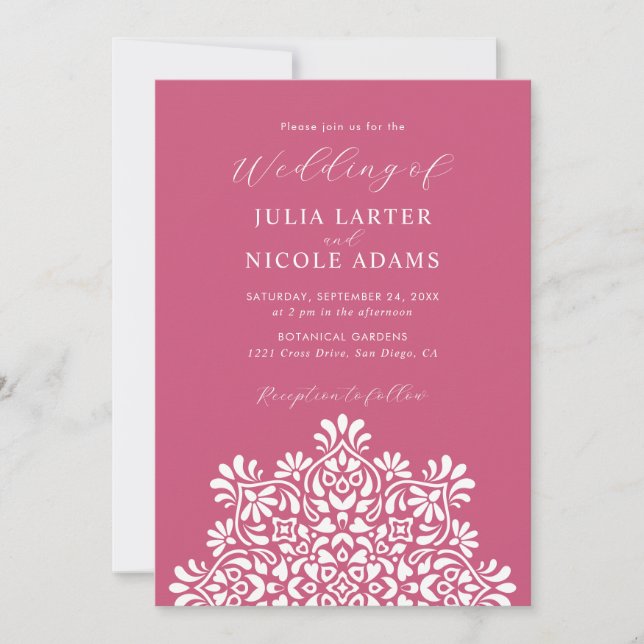 Invitación Boda Mandala Floral Boho Amanecer (Anverso)