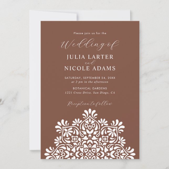 Invitación Boda Mandala Floral Boho Amanecer (Anverso)