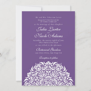 Invitación Boda Mandala Floral Caprichosa Violeta Púrpura