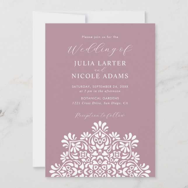 Invitación Boda Mandala Floral Rústica Boho Amanecer (Anverso)