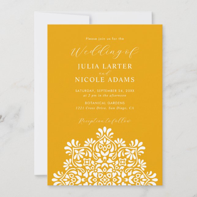 Invitación Boda Mandala Floral Rústica Boho Amanecer (Anverso)