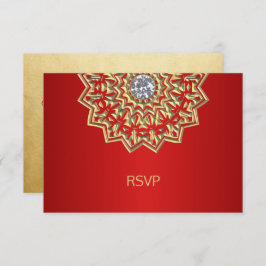 Invitación Boda Mandala india de oro rojo personalizada RSVP
