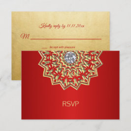Invitación Boda Mandala india oro rojo personalizado RSVP