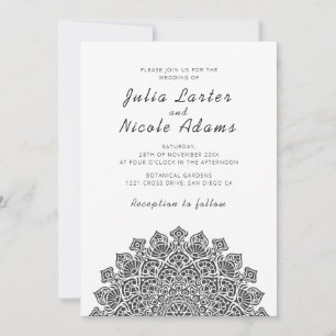 Invitación Boda Mandala Luna Creciente Radiante y Etérea