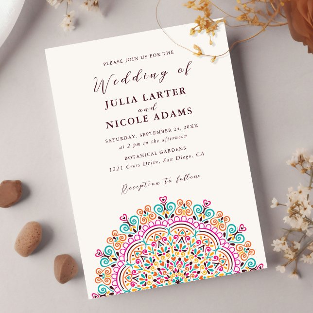 Invitación Boda Mandala retro mexicano floreciente (Subido por el creador)