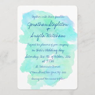 Invitación Boda manuscrita del vintage verde azulado azul de