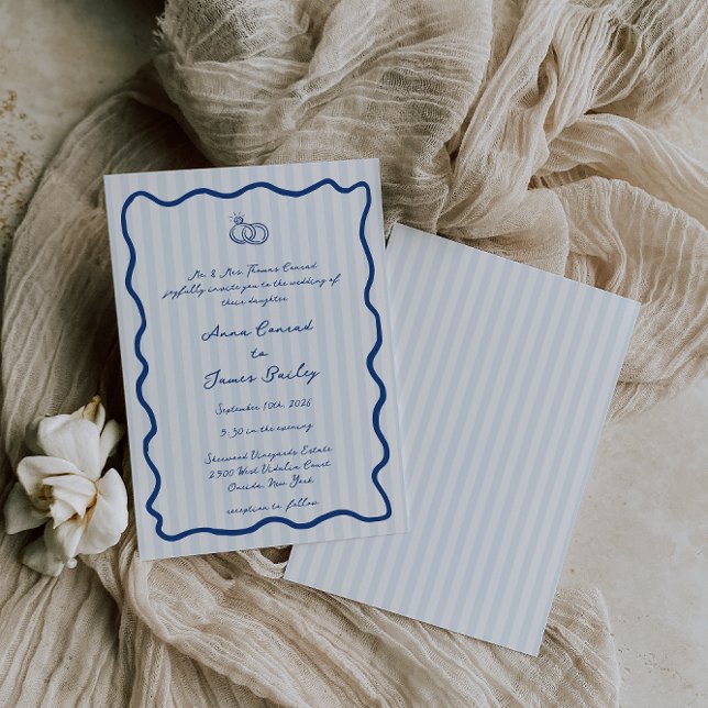 Invitación Boda manuscrito azul caprichoso (Subido por el creador)