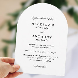 Invitación Boda manuscrito casual Arco Blanco y Negro