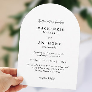 Invitación Boda manuscrito casual Arco Blanco y Negro