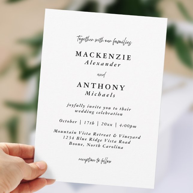 Invitación Boda manuscrito casual negro y blanco (Subido por el creador)