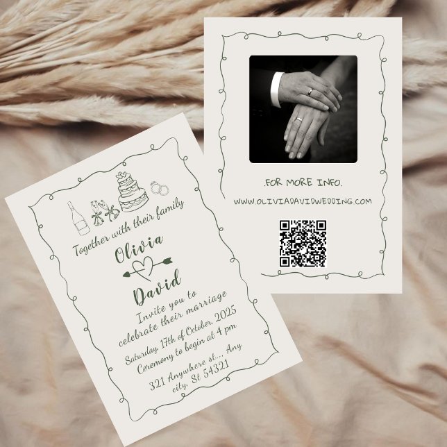 Invitación Boda manuscrito de dibujo humorístico dibujado a m (Subido por el creador)
