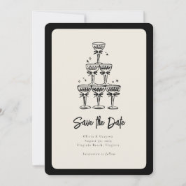 Invitación Boda manuscrito de la torre de Champagne