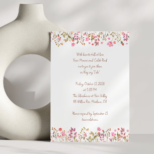 Invitación Boda manuscrito del jardín rosado de borde floral