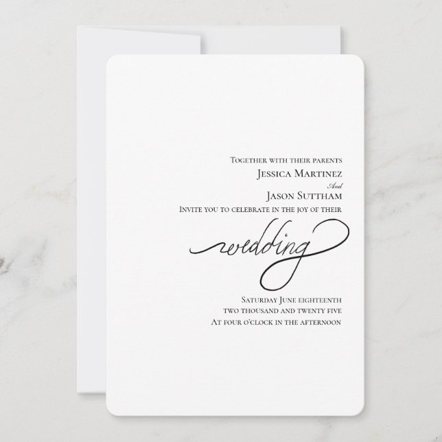 Invitación Boda manuscrito elegante Boda moderno (Anverso)