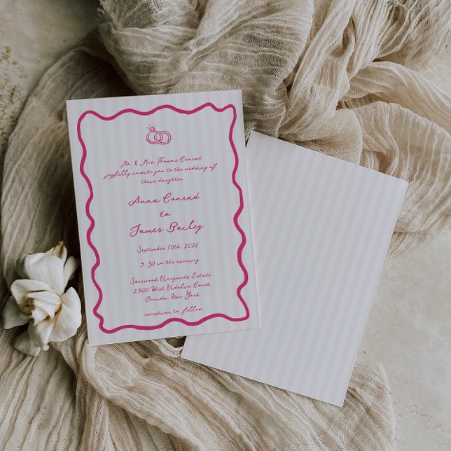 Invitación Boda manuscrito rosa caprichoso (Subido por el creador)