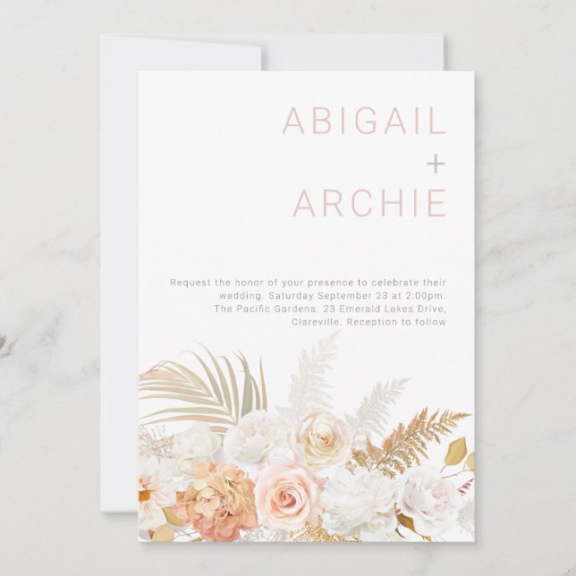 Invitación Boda maravilloso: Floral espléndida en todas las e (Anverso)