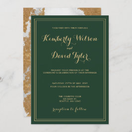 Invitación Boda Marble Green y Gold