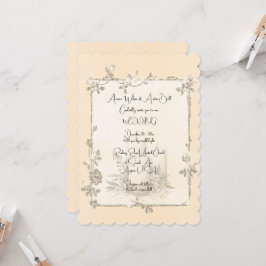 Invitación Boda Marco Brillante Elegante Ivory