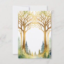 Invitación boda marco de entrada romántico selva dorado verde