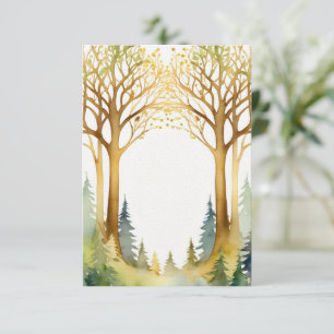 Invitación boda marco de entrada romántico selva dorado verde