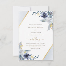 Invitación boda ・ marco de flores polvorientas de color azul